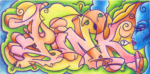 lady pink black book drawing